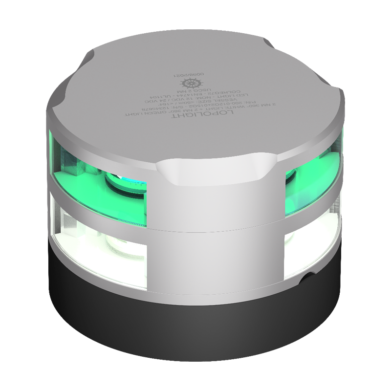 2nm 360° White + 2nm 360° Green, silver anodized